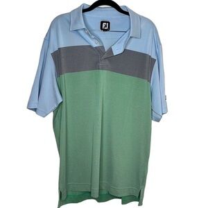 FootJoy Striped Colorblock Golf  Polo Shirt Sz L Embroidery On Sleeve